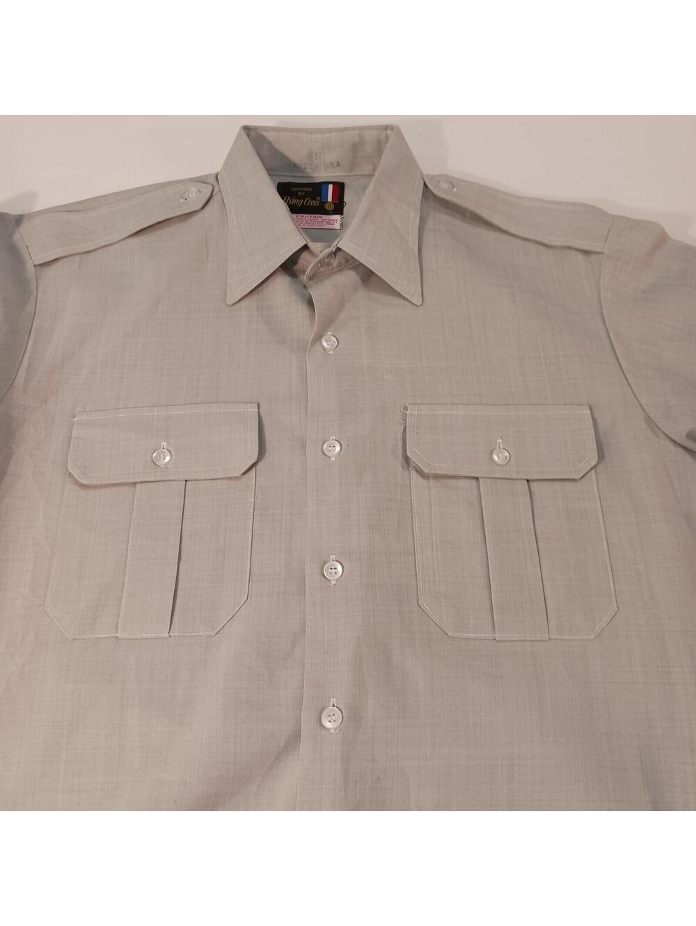 Uniforms By Flying Cross Double Pocket Men's Green Shirt Long Sleeve Size 17